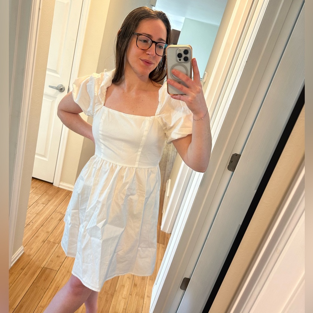 Puff Sleeve White Dress - Dillards copper key